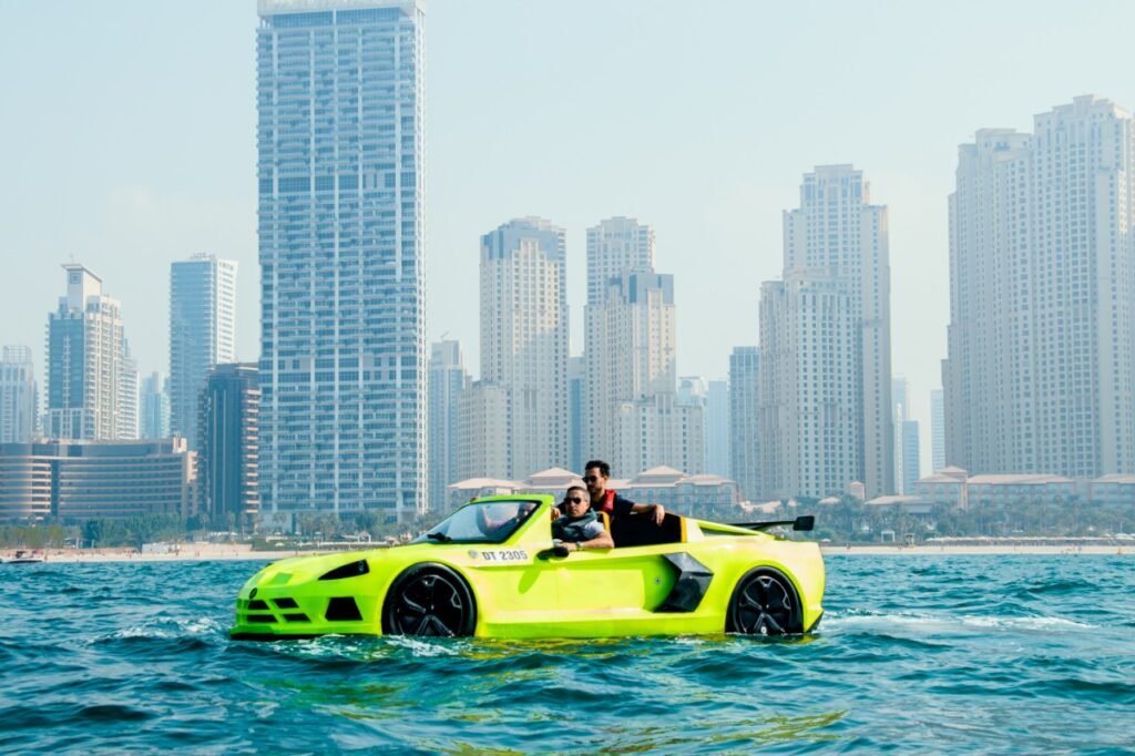 green car jet car rental in water